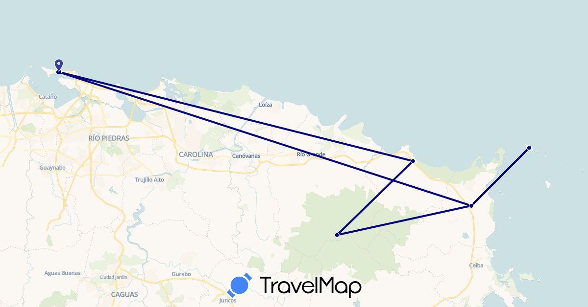 TravelMap itinerary: driving in Puerto Rico (North America)